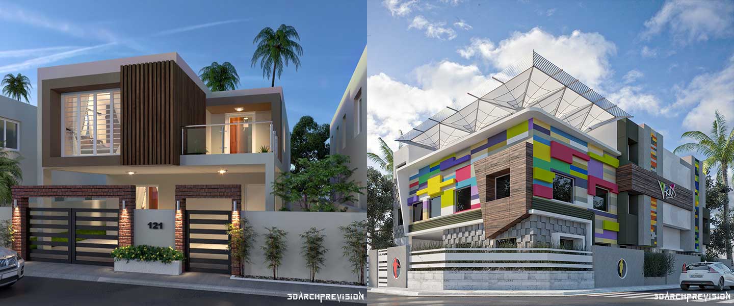 Photo-realistic Day Time Exterior Rendering, Villa & School, 3d architectural visualization companies, Architectural 3D Rendering Services