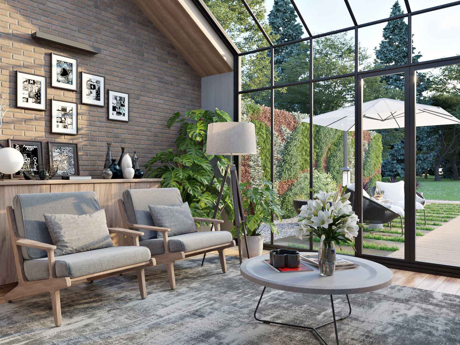 Affordable Architectural Rendering Studio Sunroom Daytime 3D Interior Render