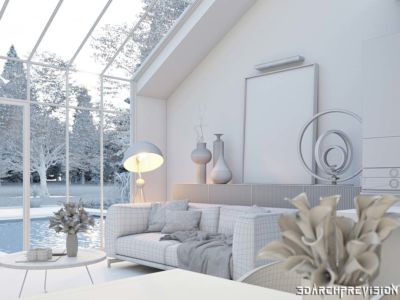 3D Interior cum Landscape Rendering, Light Balance Effect, 3d architectural visualization company